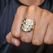 10K Gold Cz Nugget Ring For Men | 6 Grams