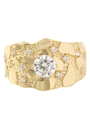 10K Gold Cz Nugget Ring For Men | 4.4 Grams