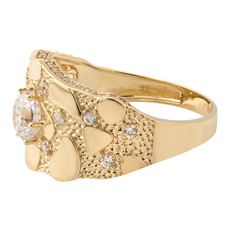 10K Gold Cz Nugget Ring For Men | 4.4 Grams