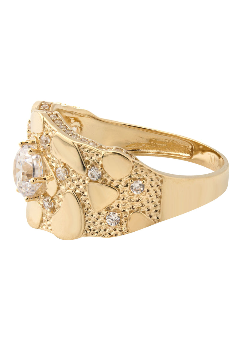 10K Gold Cz Nugget Ring For Men | 4.4 Grams