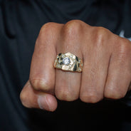 10K Gold Cz Nugget Ring For Men | 4.4 Grams