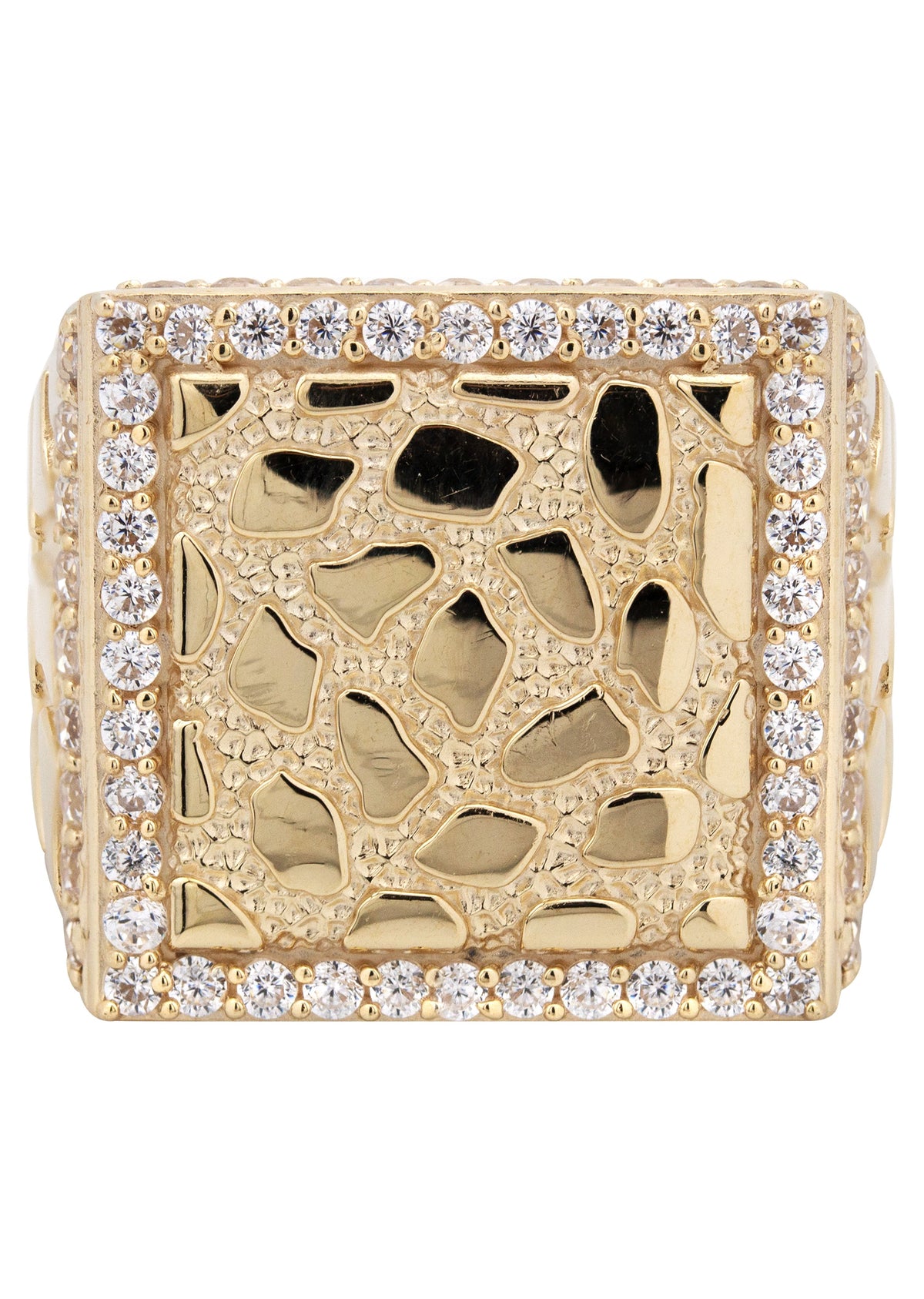 10K Gold Cz Nugget Ring For Men | 6 Grams