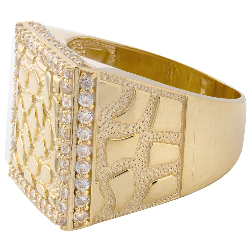 10K Gold Cz Nugget Ring For Men | 6 Grams