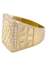 10K Gold Cz Nugget Ring For Men | 6 Grams