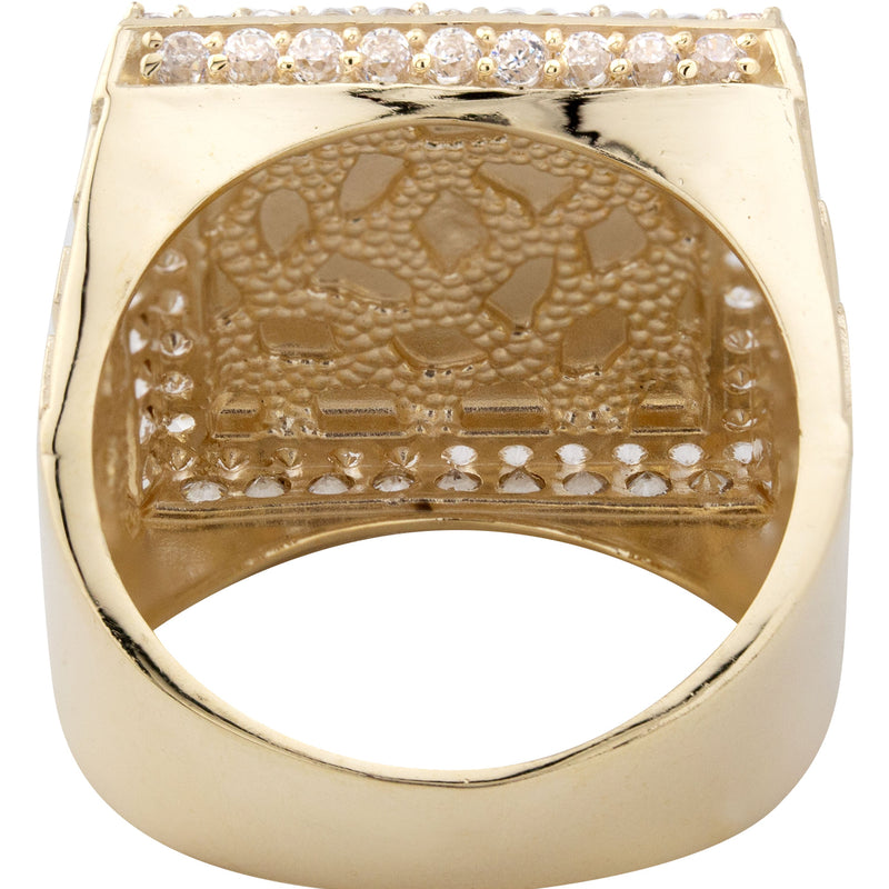 10K Gold Cz Nugget Ring For Men | 6 Grams