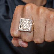 10K Gold Cz Nugget Ring For Men | 6 Grams