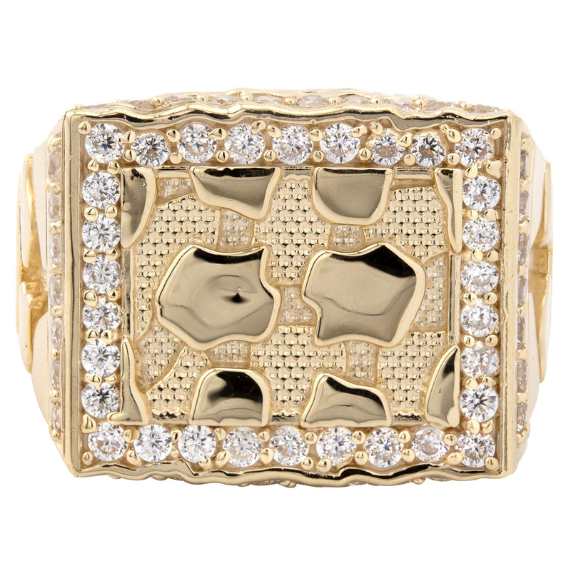 10K Gold Cz Nugget Ring For Men | 5 Grams