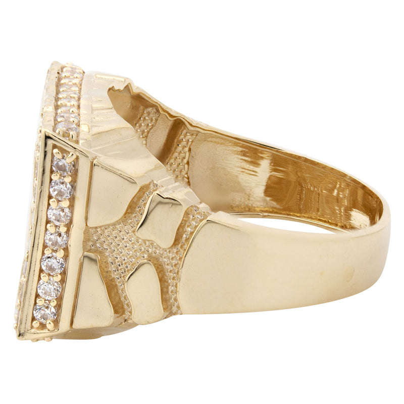 10K Gold Cz Nugget Ring For Men | 5 Grams