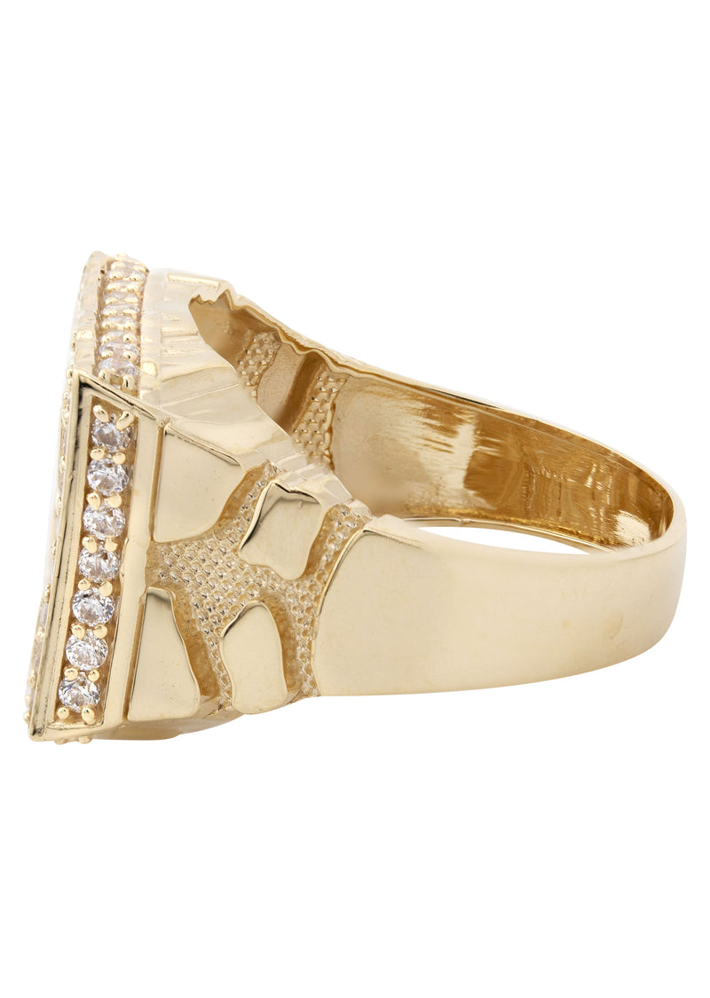 10K Gold Cz Nugget Ring For Men | 5 Grams
