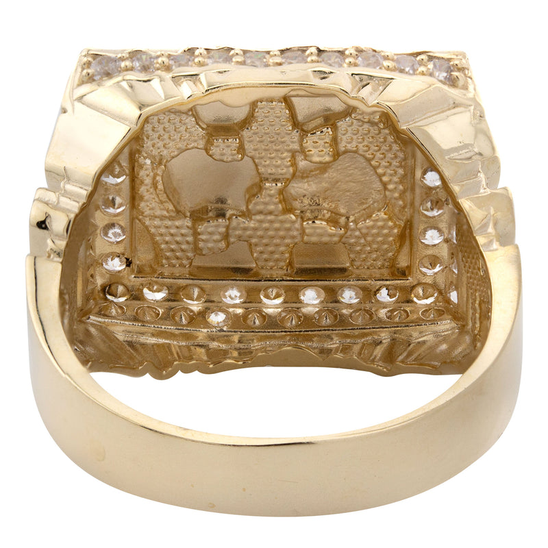 10K Gold Cz Nugget Ring For Men | 5 Grams