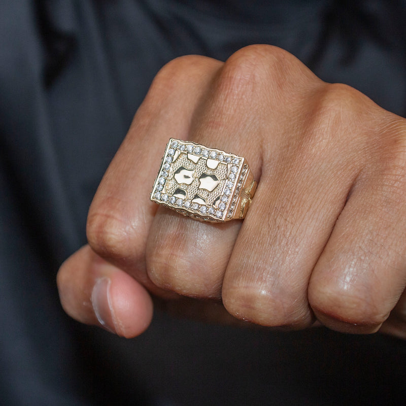 10K Gold Cz Nugget Ring For Men | 5 Grams