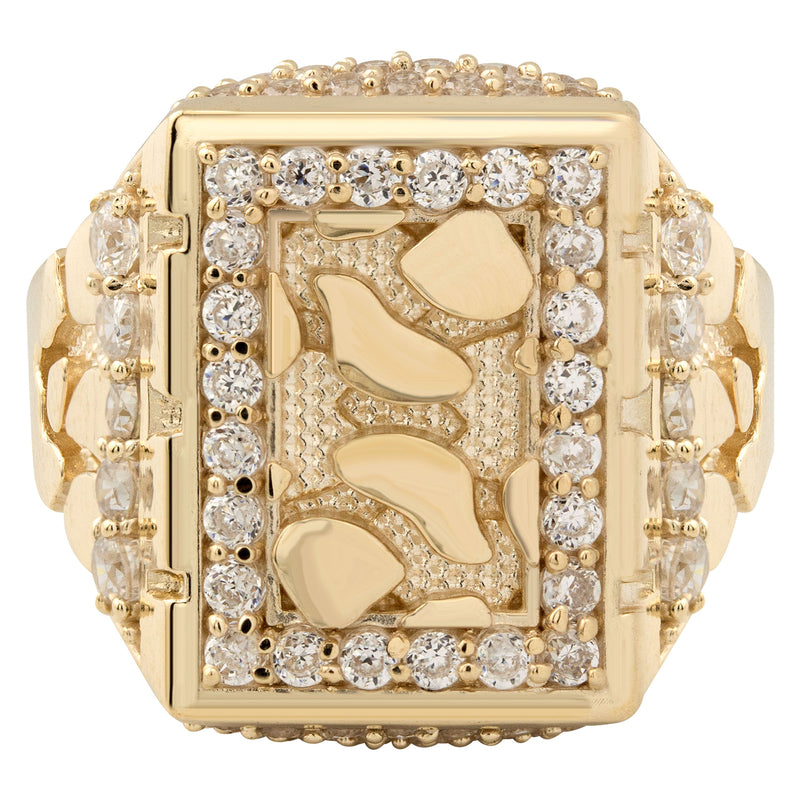 10K Gold Cz Nugget Ring For Men | 4.7 Grams