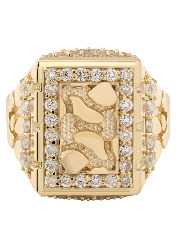 10K Gold Cz Nugget Ring For Men | 4.7 Grams