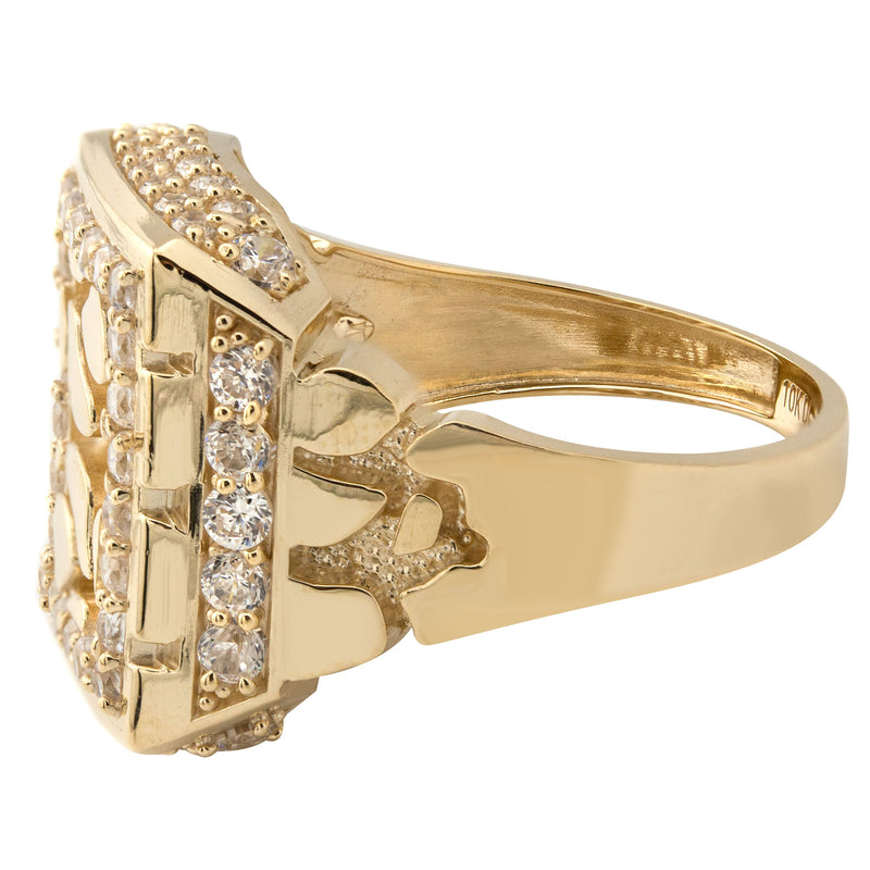 10K Gold Cz Nugget Ring For Men | 4.7 Grams