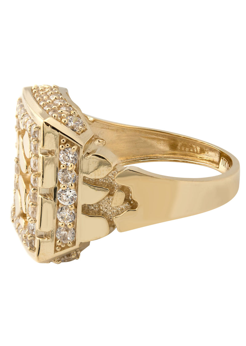 10K Gold Cz Nugget Ring For Men | 4.7 Grams
