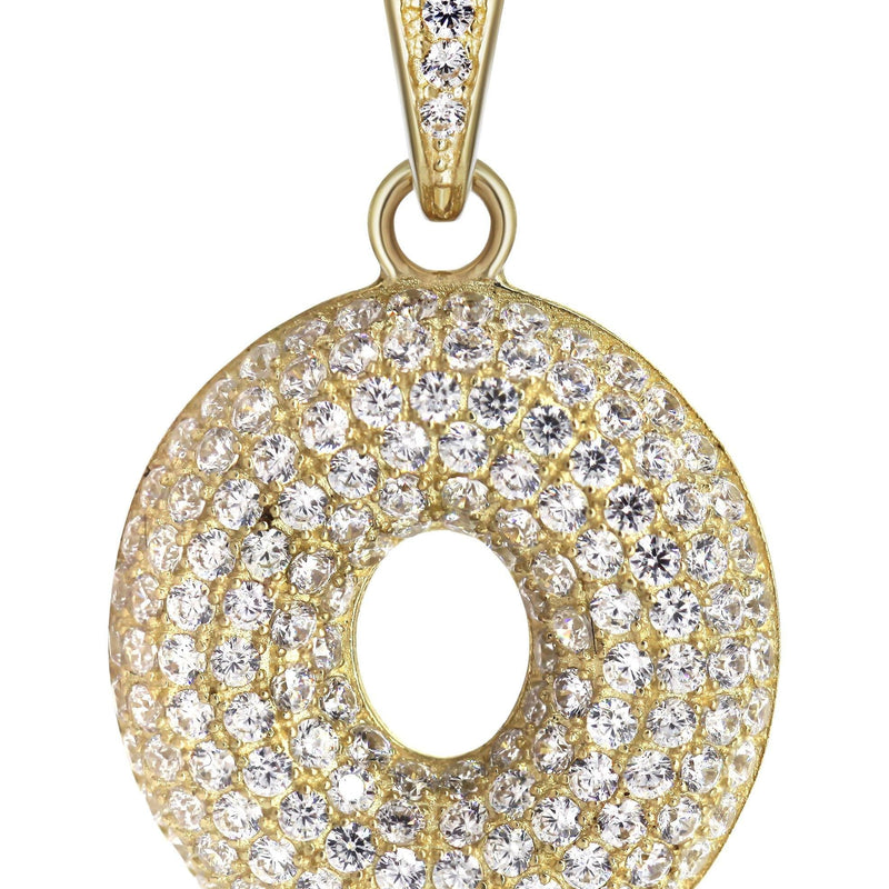 10K Yellow Gold Bubble Letter "O" CZ Necklace | Appx. 13.5 Grams