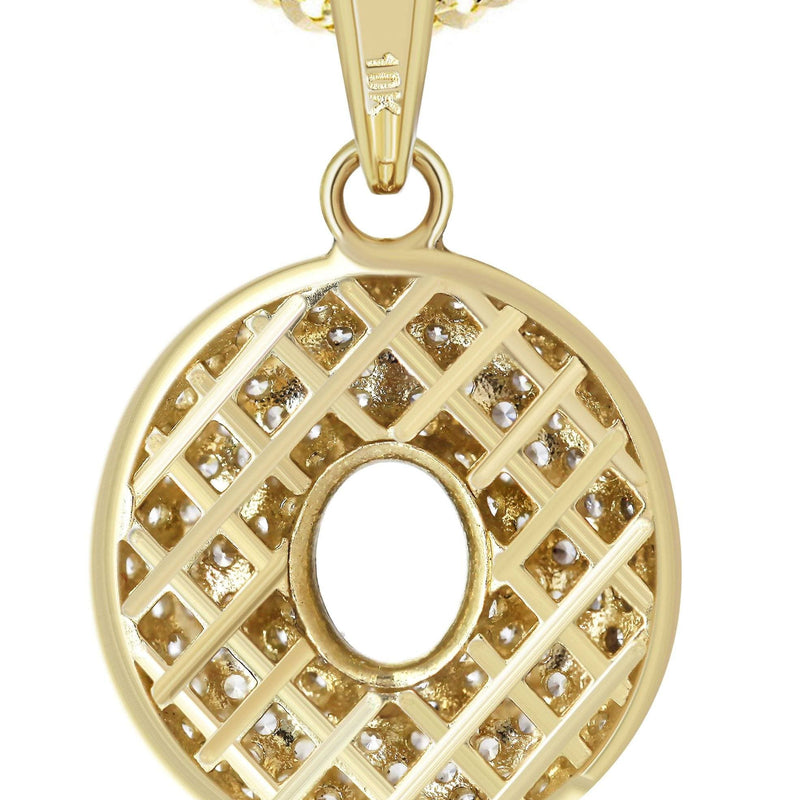 10K Yellow Gold Bubble Letter "O" CZ Necklace | Appx. 13.5 Grams
