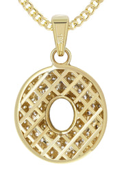 10K Yellow Gold Bubble Letter "O" CZ Necklace | Appx. 13.5 Grams