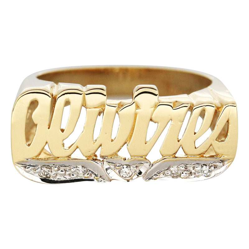 14K Diamond Two Tone Gold Name Ring | Appx. 4.8 Grams