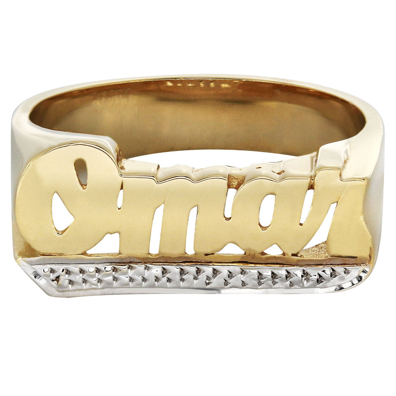 14K Two Tone Diamond Cut Gold Name Ring | Appx. 7.3 Grams