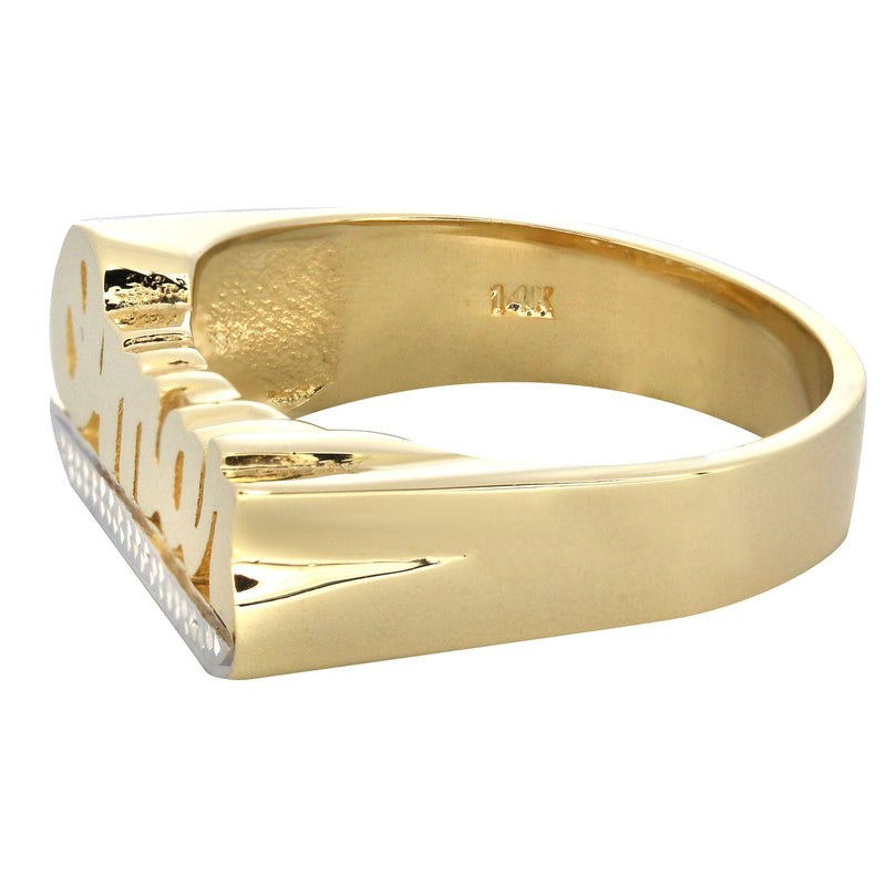 14K Two Tone Diamond Cut Gold Name Ring | Appx. 7.3 Grams