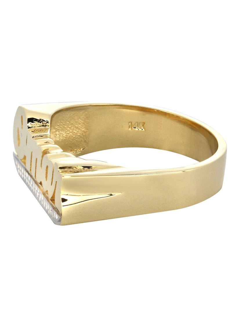 14K Two Tone Diamond Cut Gold Name Ring | Appx. 7.3 Grams