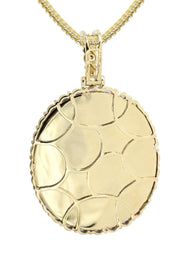 10K Yellow Gold Large Diamond Oval Picture Pendant Necklace | Appx. 23 Grams