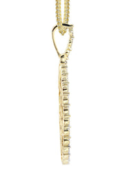 10K Yellow Gold Large Diamond Oval Picture Pendant Necklace | Appx. 23 Grams