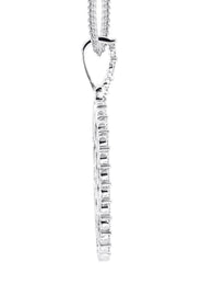 10K White Gold Large Diamond Oval Picture Pendant Necklace | Appx. 23 Grams