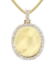10K Yellow Gold Medium Diamond Oval Picture Pendant Necklace | Appx. 19 Grams