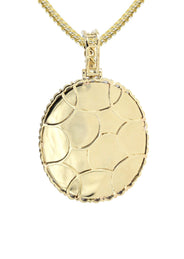 10K Yellow Gold Medium Diamond Oval Picture Pendant Necklace | Appx. 19 Grams