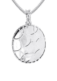 10K White Gold Medium Diamond Oval Picture Pendant Necklace | Appx. 19 Grams