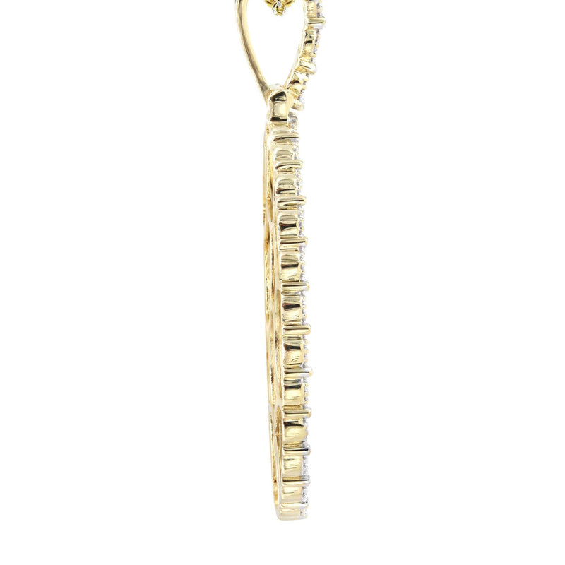10K Yellow Gold Medium Diamond Oval Picture Pendant Necklace | Appx. 19 Grams