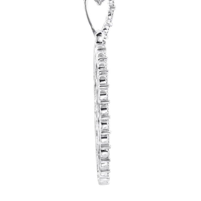 10K White Gold Medium Diamond Oval Cuban Picture Pendant Necklace | Appx. 21 Grams