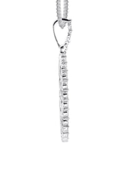 10K White Gold Medium Diamond Oval Picture Pendant Necklace | Appx. 19 Grams