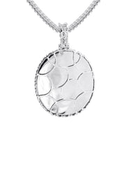 10K White Gold Small Diamond Oval Picture Pendant Necklace | Appx. 17 Grams