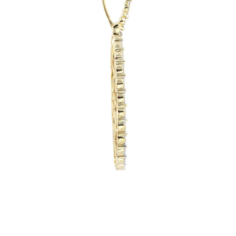 10K Yellow Gold Small Diamond Oval Picture Pendant Necklace | Appx. 17 Grams