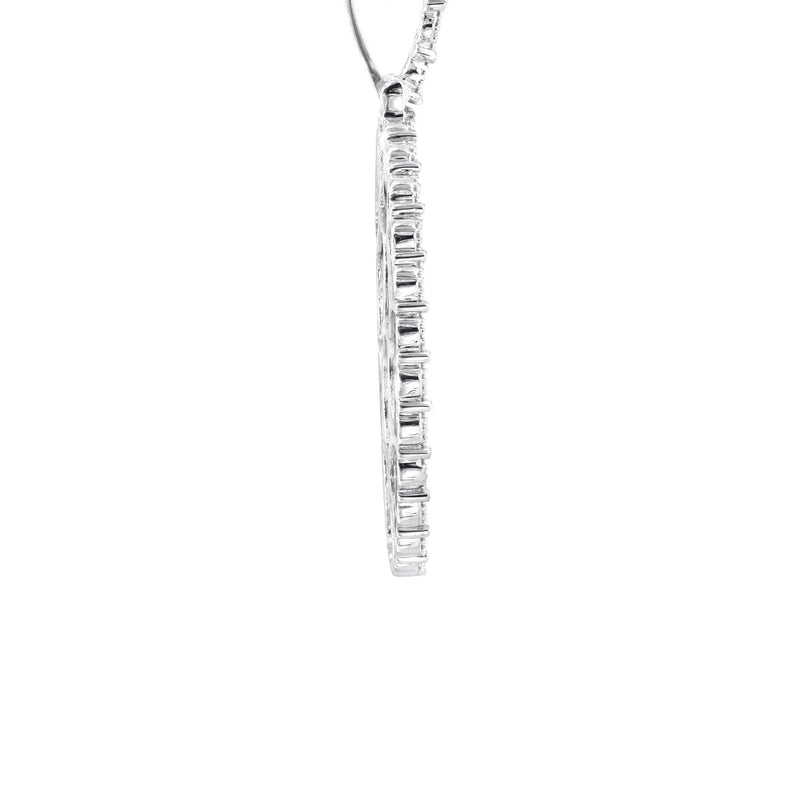 10K White Gold Small Diamond Oval Picture Pendant Necklace | Appx. 17 Grams