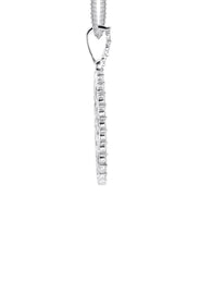 10K White Gold Small Diamond Oval Picture Pendant Necklace | Appx. 17 Grams