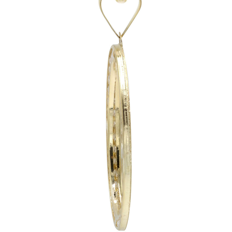 10K Yellow Gold Cz Oval Picture Pendant Necklace | Appx. 13.7 Grams
