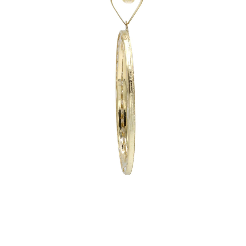 10K Yellow Gold Cz Oval Picture Pendant Necklace | Appx. 12.5 Grams