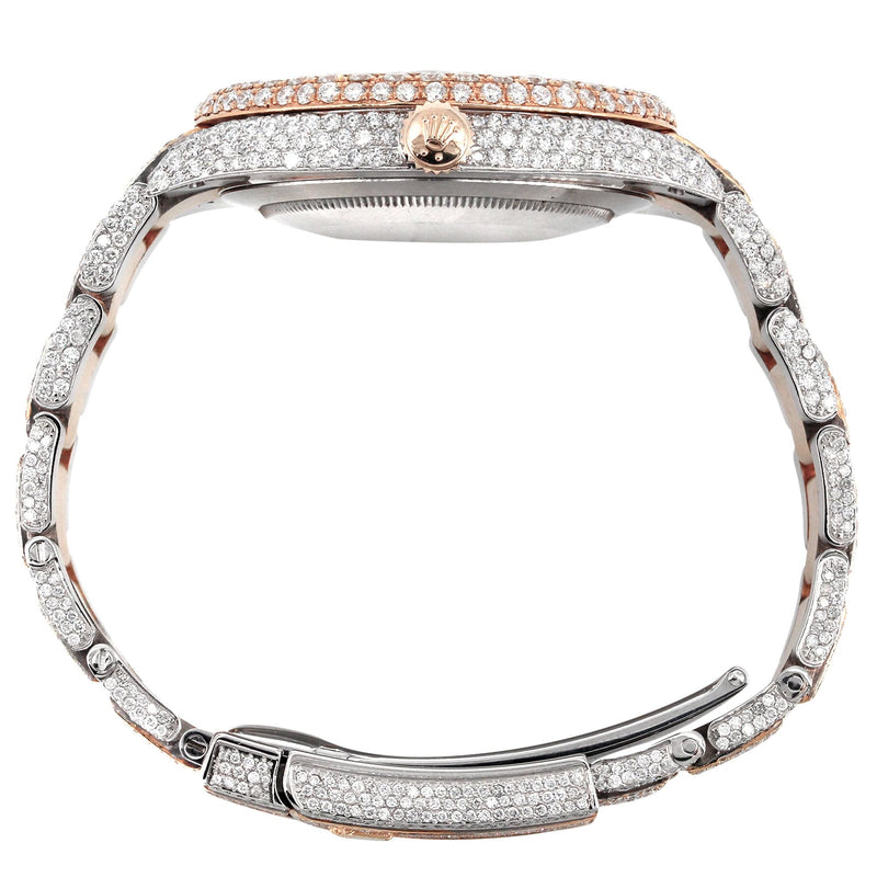 Diamond Rose Gold Iced Out Rolex Datejust 41 | 25 Carats Of Diamonds | Custom Full Diamond Arabic Dial | Oyster Band