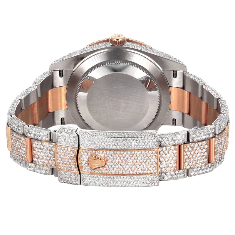 Diamond Rose Gold Iced Out Rolex Datejust 41 | 25 Carats Of Diamonds | Custom Full Diamond Arabic Dial | Oyster Band