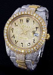 Diamond Iced Out Rolex Datejust 41 | 25 Carats Of Diamonds | Custom Full Diamond Arabic Dial | Oyster Band