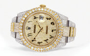 Diamond Iced Out Rolex Datejust 41 | 25 Carats Of Diamonds | Custom Full Diamond Arabic Dial | Oyster Band