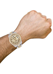 Diamond Iced Out Rolex Datejust 41 | 25 Carats Of Diamonds | Custom Full Diamond Arabic Dial | Oyster Band