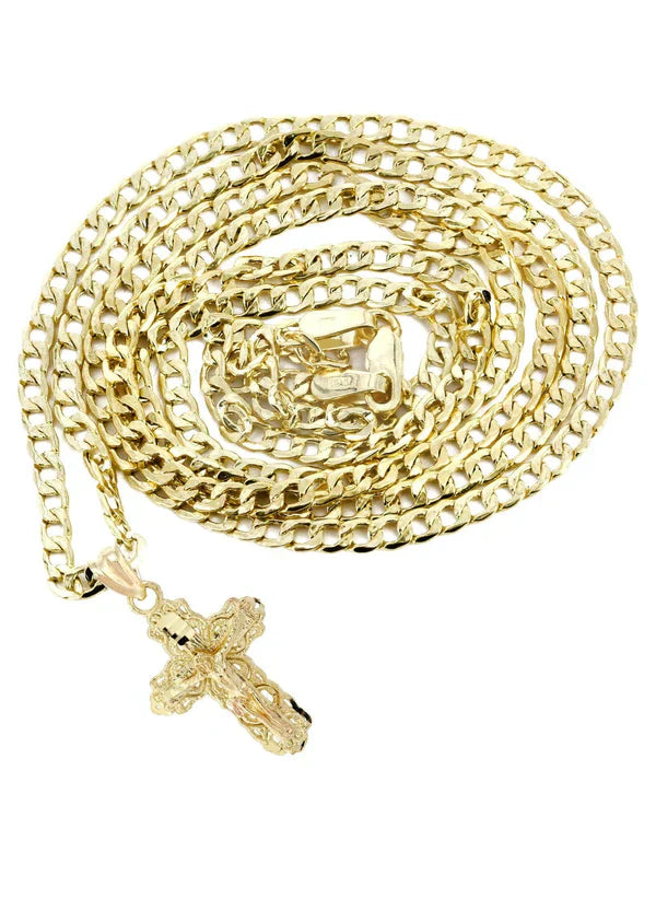 10K Gold Crucifix / Cross Necklace For Men | 2.8 Grams