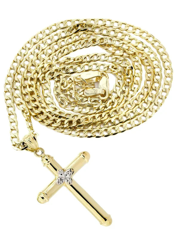 10K Gold Crucifix / Cross Necklace For Men | 3.1 Grams