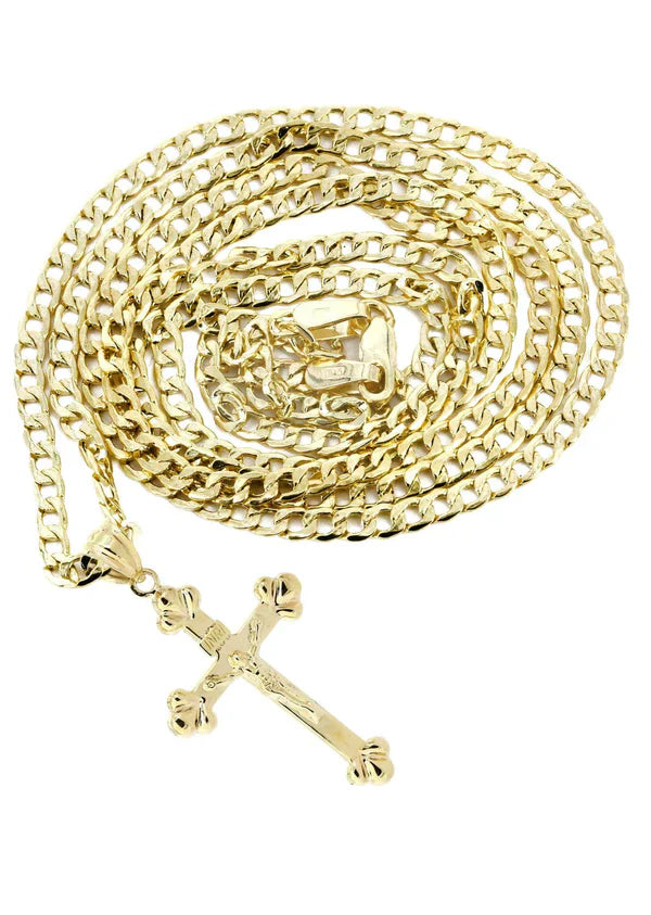 10K Gold Crucifix / Cross Necklace For Men | 2.9 Grams