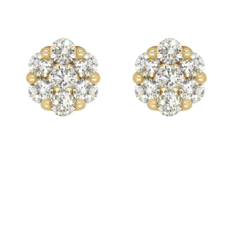 Mens Stud Diamond Earrings | 0.87 Carats 14K Yellow Gold